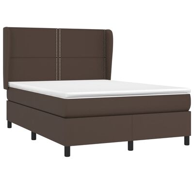 vidaXL Box spring postelja z vzmetnico rjava 140x200 cm umetno usnje