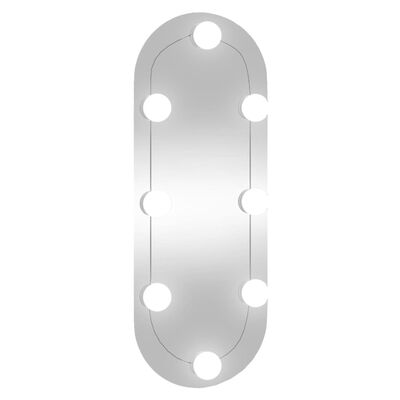 vidaXL Stensko ogledalo z LED lučkami 20x50 cm stekleno ovalno