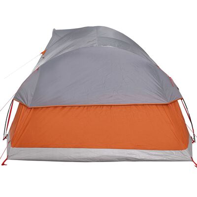 vidaXL Družinski šotor za 11 oseb siv in oranžen vodoodporen