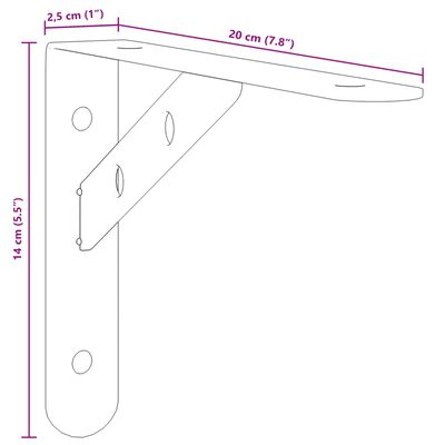 vidaXL Nosilec za polico 4 kosi 20x2,5x14 cm srebrno nerjaveče jeklo