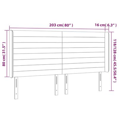 vidaXL Vzglavje z ušesi krem 203x16x118/128 cm blago