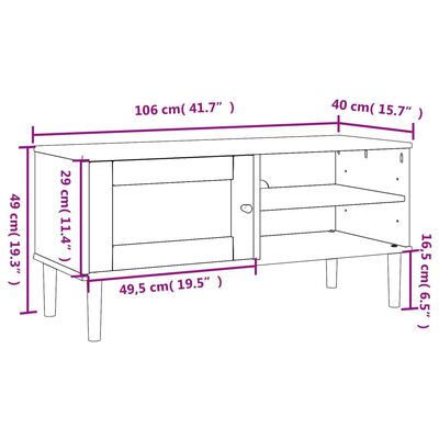 vidaXL TV omarica SENJA videz ratana črna 106x40x49 cm trdna borovina