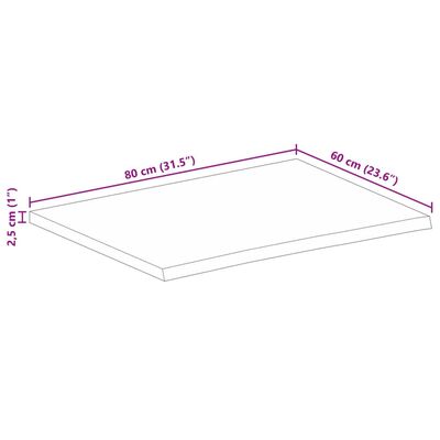 vidaXL Mizna plošča z naravnim robom 80x60x2,5 cm trden mangov les