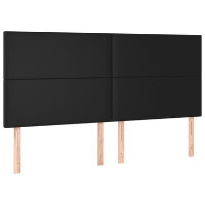 vidaXL LED posteljno vzglavje črno 180x5x118/128 cm umetno usnje