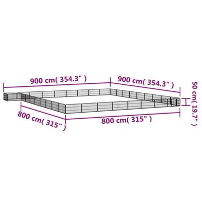 vidaXL Pasja ograda s 36 paneli črna 100x50 cm prašno barvano jeklo