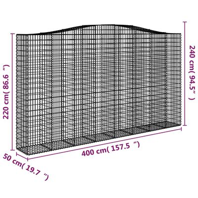 vidaXL Obokane gabion košare 6 kosa 400x50x220/240 cm pocinkano železo