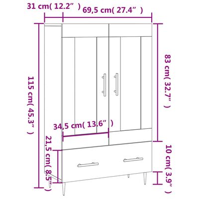 vidaXL Visoka omara sonoma hrast 69,5x31x115 inženirski les