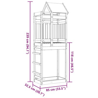 vidaXL Igralni stolp 85x52,5x239 cm impregnirana borovina