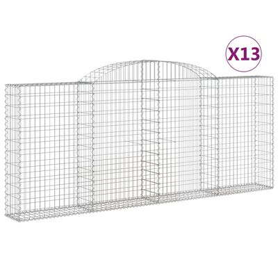 vidaXL Obokane gabion košare 13 kosa 300x30x120/140cm pocinkano železo