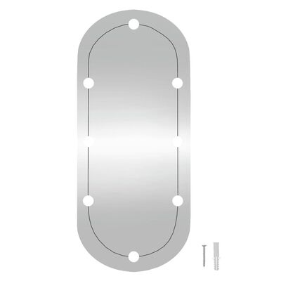 vidaXL Stensko ogledalo z LED lučkami 45x100 cm stekleno ovalno
