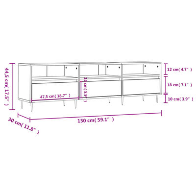 vidaXL TV omarica bela 150x30x44,5 cm inženirski les