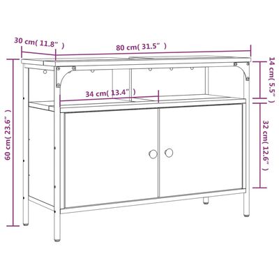 vidaXL Omarica za umivalnik sonoma hrast 80x30x60 cm inženirski les