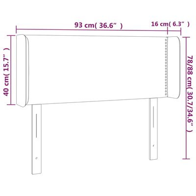 vidaXL LED posteljno vzglavje svetlo sivo 93x16x78/88 cm blago