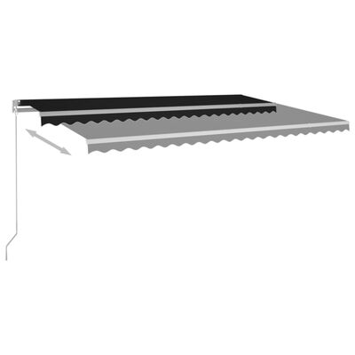 vidaXL Ročno zložljiva tenda z LED lučmi 500x350 cm antracitna