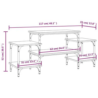 vidaXL TV omarica črna 117x35x52 cm inženirski les