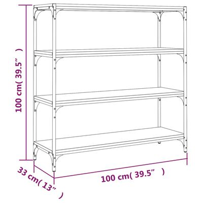 vidaXL Knjižna omara črna 100x33x100 cm inženirski les in jeklo