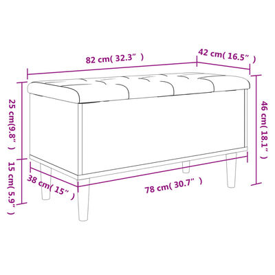 vidaXL Klop za shranjevanje siva sonoma 82x42x46 cm inženirski les