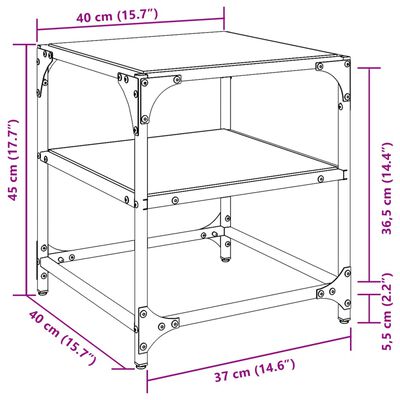 vidaXL Klubske mizice s črno stekleno površino 2 kos 40x40x45 cm jeklo