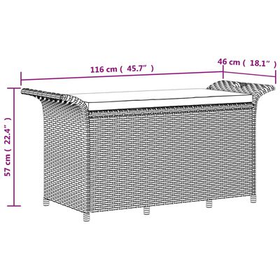 vidaXL Vrtna klop z blazino črna 116x46x57 cm poli ratan