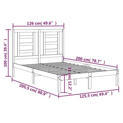 vidaXL Posteljni okvir bel iz trdne borovine 120x200 cm