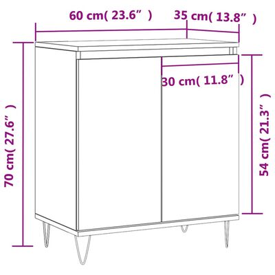 vidaXL Komoda siva sonoma 60x35x70 cm inženirski les