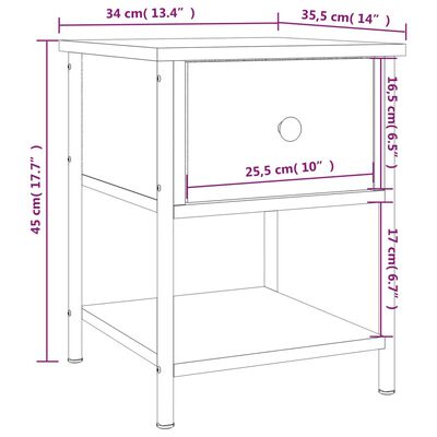 vidaXL Nočna mizica 2 kosa rjav hrast 34x35,5x45 cm inženirski les