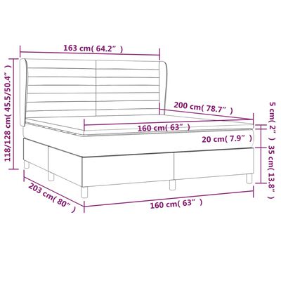 vidaXL Box spring postelja z vzmetnico krem 160x200 cm blago