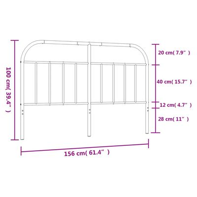 vidaXL Kovinsko vzglavje belo 150 cm