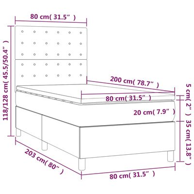 vidaXL Box spring postelja z vzmetnico kapučino 80x200 cm umetno usnje