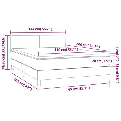 vidaXL Box spring postelja z vzmetnico taupe 140x200 cm blago