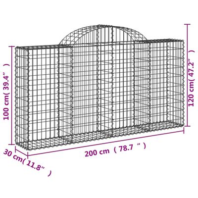 vidaXL Obokane gabion košare 10kosov 200x30x100/120cm pocinkano železo