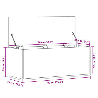 vidaXL Škatla za shranjevanje siva sonoma 90x35x35 cm inženirski les