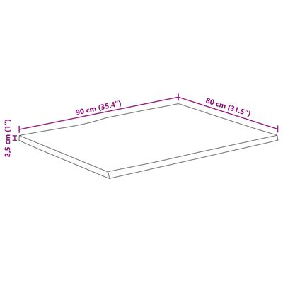 vidaXL Mizna plošča z naravnim robom 90x80x2,5 cm trden robusten mango