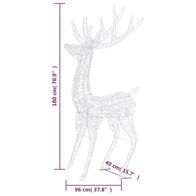 vidaXL XXL severni jeleni iz akrila 250 LED 3 kosi 180 cm večbarvni