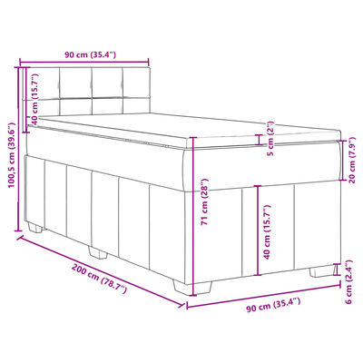 vidaXL Box spring postelja z vzmetnico svetlo siva 90x200 cm blago