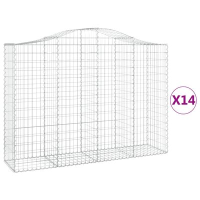 vidaXL Obokane gabion košare 14kosi 200x50x140/160 cm pocinkano železo