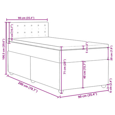 vidaXL Box spring postelja z vzmetnico svetlo siva 90x200 cm blago