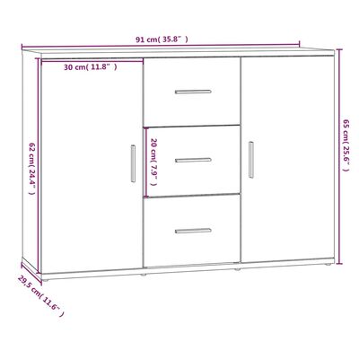 vidaXL Komoda dimljeni hrast 91x29,5x65 cm inženirski les