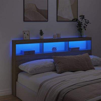 vidaXL Omarica za vzglavje postelje LED sonoma hrast 180x17x102 cm