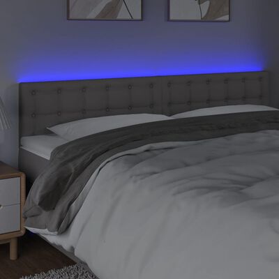 vidaXL LED posteljno vzglavje sivo 180x5x78/88 cm umetno usnje