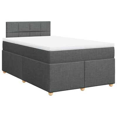 vidaXL Box spring postelja z vzmetnico temno siva 120x190 cm blago