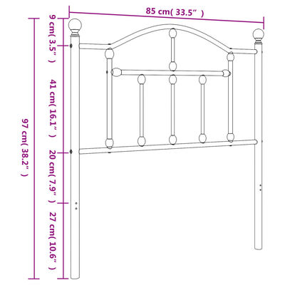 vidaXL Kovinsko vzglavje belo 80 cm