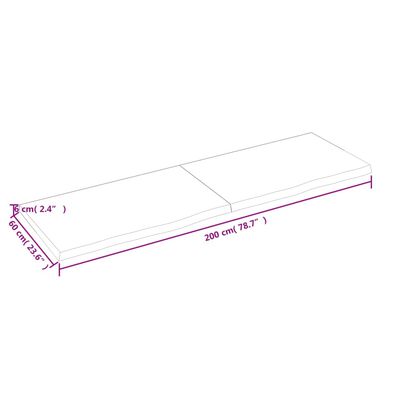 vidaXL Kopalniški pult 200x60x(2-6) cm neobdelan trden les