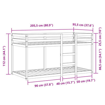 vidaXL Pograd z zavesami bel in črn 90x200 cm trdna borovina