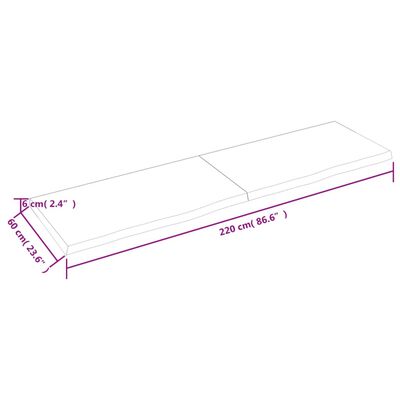 vidaXL Kopalniški pult svetlo rjav 220x60x(2-6) cm obdelan trden les