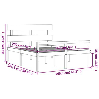 vidaXL Postelja za starejše z vzglavjem 160x200 cm trdnega lesa