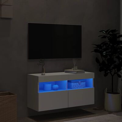 vidaXL Stenska TV omarica z LED lučkami bela 80x30x40 cm