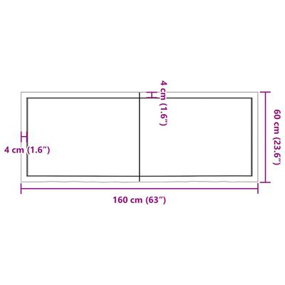 vidaXL Mizna plošča rjav 160x60x(2-6)cm obdelana trdna hrastovina