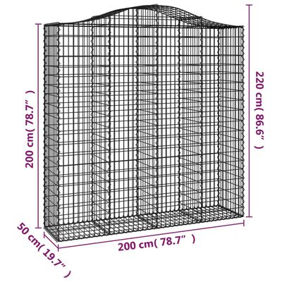 vidaXL Obokane gabion košare 2 kosa 200x50x200/220 cm pocinkano železo