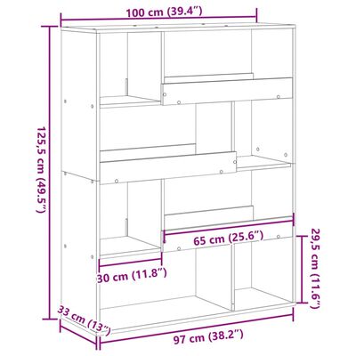 vidaXL Pregrada za prostor bela 100x33x125,5 cm inženirski les